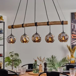 Ripoll Suspension, Boule lumineuse, Suspension Écru, Noir, 5 lumières
