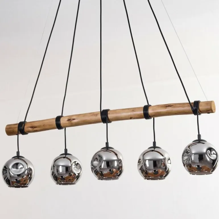 Ripoll Suspension, Boule lumineuse, Suspension Écru, Noir, 5 lumières
