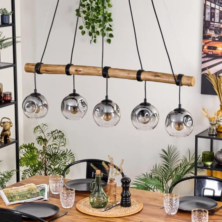 Ripoll Suspension, Boule lumineuse, Suspension Clair, Fumé, 5 lumières