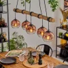 Ripoll Suspension, Boule lumineuse, Suspension Écru, Noir, 5 lumières