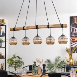 Ripoll Suspension, Boule lumineuse, Suspension Écru, Noir, 5 lumières