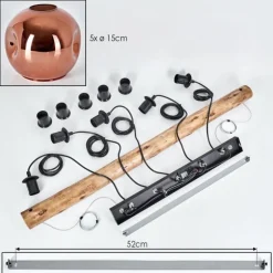 Ripoll Suspension, Boule lumineuse, Suspension Écru, Noir, 5 lumières