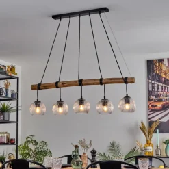 Ripoll Suspension, Boule lumineuse, Suspension Écru, Noir, 5 lumières