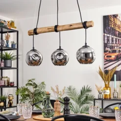 Ripoll Suspension, Boule lumineuse, Suspension Écru, Noir, 3 lumières