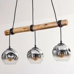 Ripoll Suspension, Boule lumineuse, Suspension Écru, Noir, 3 lumières