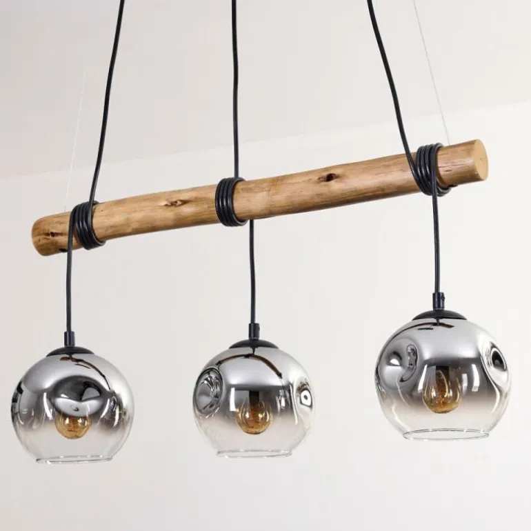Ripoll Suspension, Boule lumineuse, Suspension Écru, Noir, 3 lumières