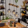 Ripoll Suspension, Boule lumineuse, Suspension Écru, Noir, 3 lumières