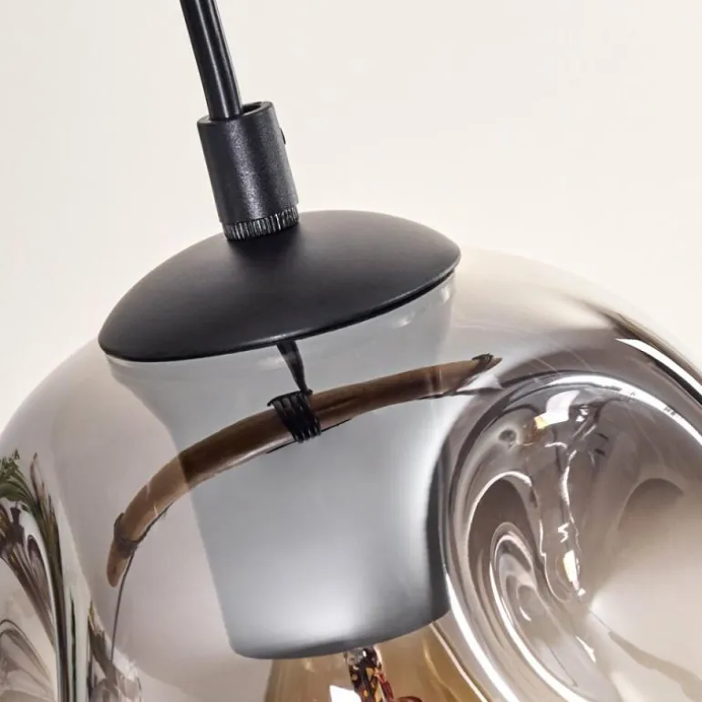 Ripoll Suspension, Boule lumineuse, Suspension Écru, Noir, 3 lumières