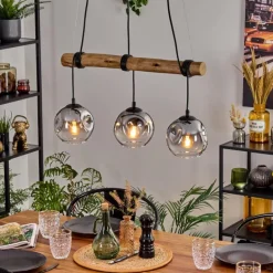 Ripoll Suspension, Boule lumineuse, Suspension Écru, Noir, 3 lumières