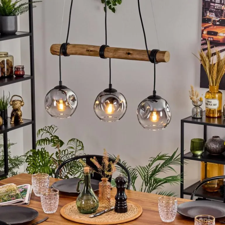 Ripoll Suspension, Boule lumineuse, Suspension Écru, Noir, 3 lumières