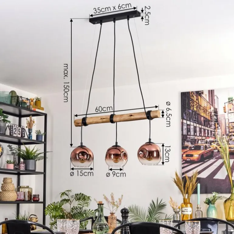 Ripoll Suspension, Boule lumineuse, Suspension Écru, Noir, 3 lumières