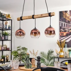 Ripoll Suspension, Boule lumineuse, Suspension Écru, Noir, 3 lumières