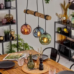 Ripoll Suspension, Boule lumineuse, Suspension Écru, Noir, 3 lumières