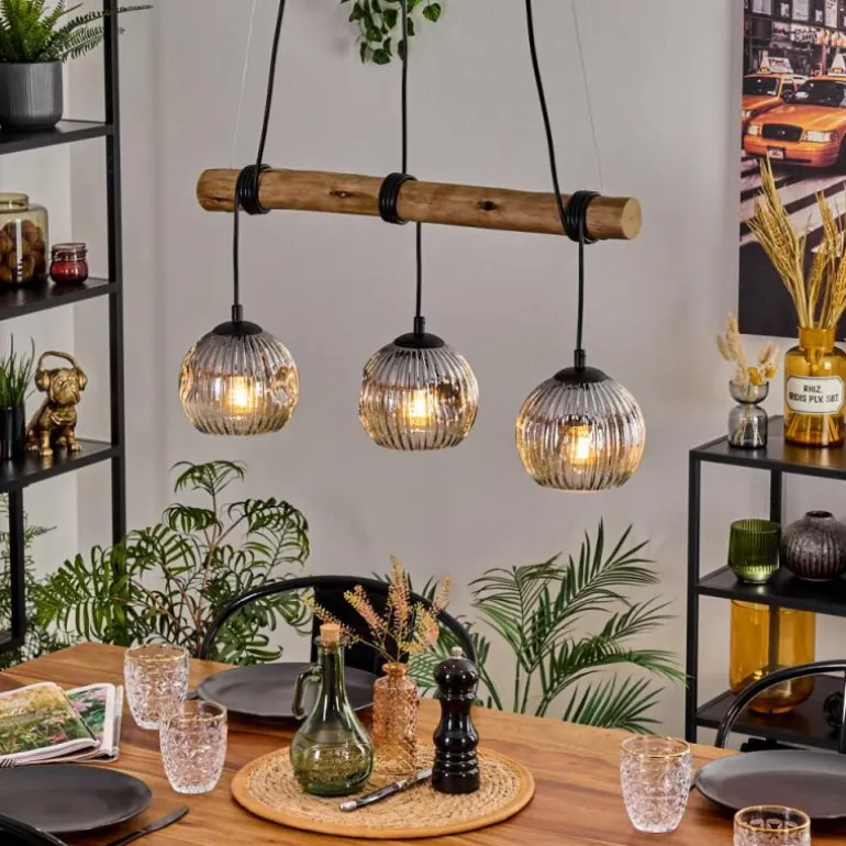 Ripoll Suspension, Boule lumineuse, Suspension Écru, Noir, 3 lumières