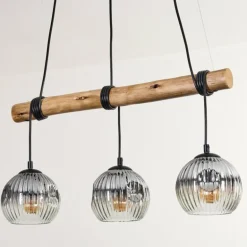 Ripoll Suspension, Boule lumineuse, Suspension Écru, Noir, 3 lumières