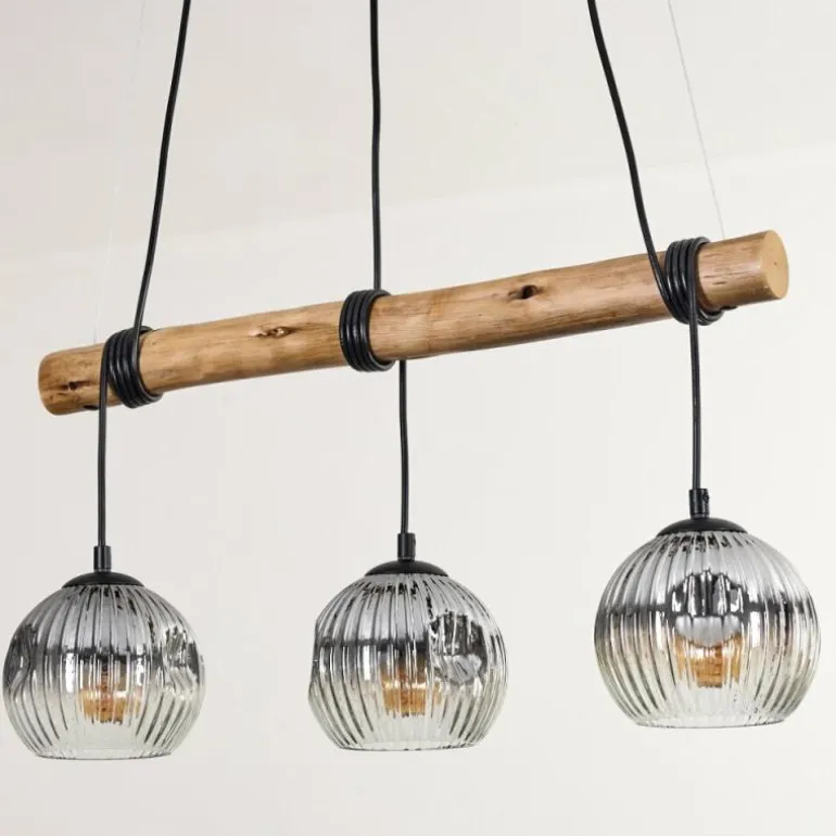 Ripoll Suspension, Boule lumineuse, Suspension Écru, Noir, 3 lumières