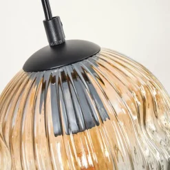Ripoll Suspension, Boule lumineuse, Suspension Écru, Noir, 3 lumières