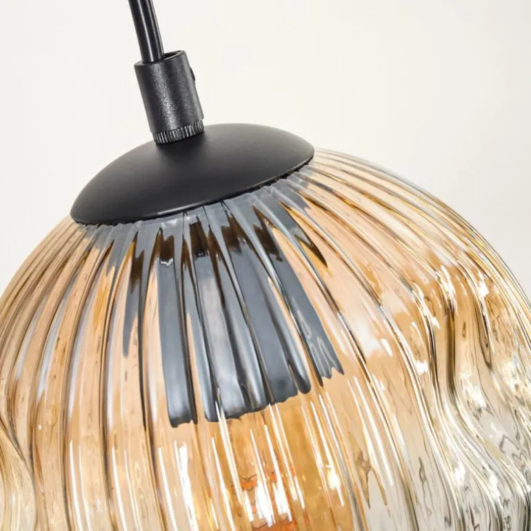 Ripoll Suspension, Boule lumineuse, Suspension Écru, Noir, 3 lumières