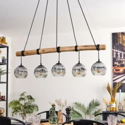 Ripoll Suspension, Boule lumineuse, Suspension Écru, Noir, 5 lumières