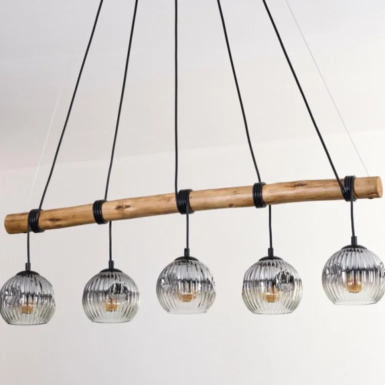 Ripoll Suspension, Boule lumineuse, Suspension Écru, Noir, 5 lumières