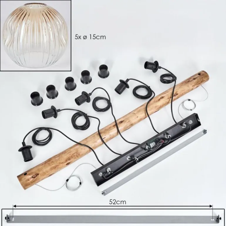 Ripoll Suspension, Boule lumineuse, Suspension Écru, Noir, 5 lumières