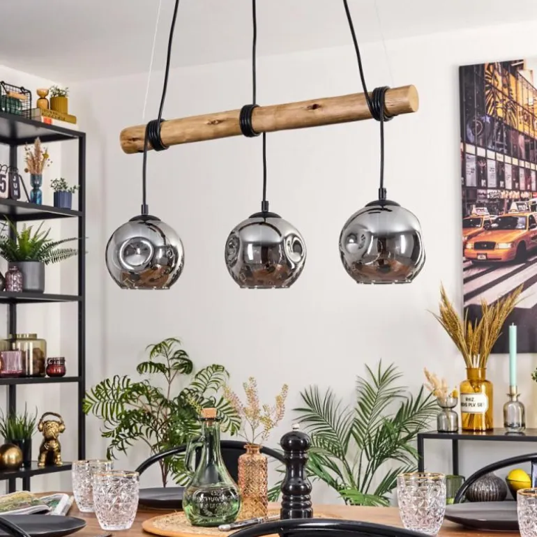Ripoll Suspension, Boule lumineuse, Suspension Écru, Noir, 3 lumières