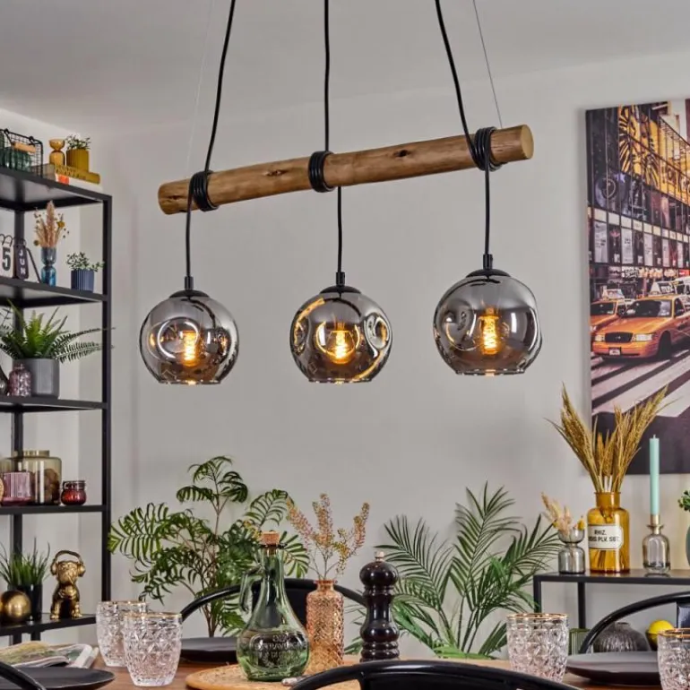 Ripoll Suspension, Boule lumineuse, Suspension Écru, Noir, 3 lumières