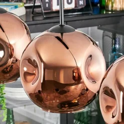 Ripoll Suspension, Boule lumineuse, Suspension Cuivré, 3 lumières