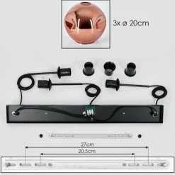 Ripoll Suspension, Boule lumineuse, Suspension Cuivré, 3 lumières
