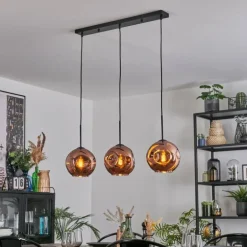 Ripoll Suspension, Boule lumineuse, Suspension Cuivré, 3 lumières