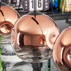 Ripoll Suspension, Boule lumineuse, Suspension Clair, Cuivré, 3 lumières