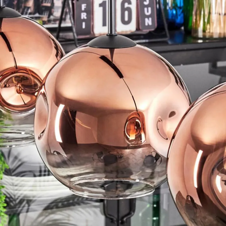 Ripoll Suspension, Boule lumineuse, Suspension Clair, Cuivré, 3 lumières