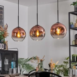 Ripoll Suspension, Boule lumineuse, Suspension Clair, Cuivré, 3 lumières