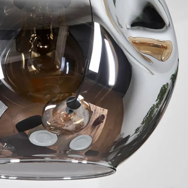 Ripoll Suspension, Boule lumineuse, Suspension Ambre, Fumé, 3 lumières