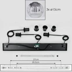 Ripoll Suspension, Boule lumineuse, Suspension Chrome, Clair, Fumé, 3 lumières
