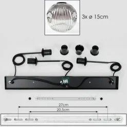 Ripoll Suspension, Boule lumineuse, Suspension Clair, Fumé, 3 lumières