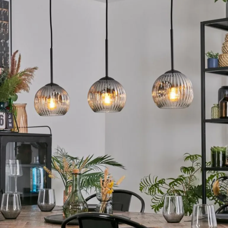 Ripoll Suspension, Boule lumineuse, Suspension Clair, Fumé, 3 lumières