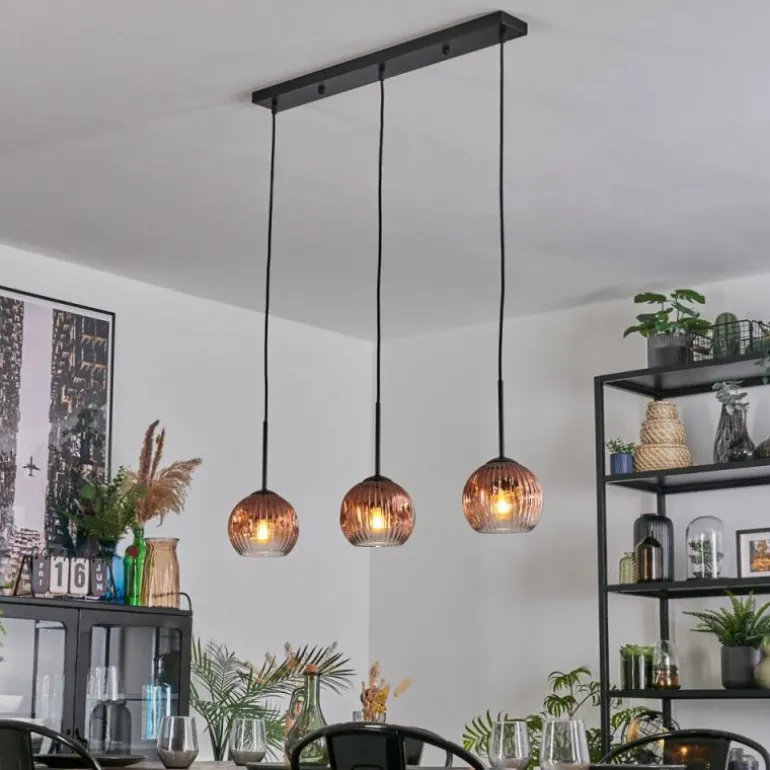 Ripoll Suspension, Boule lumineuse, Suspension Clair, Cuivré, 3 lumières