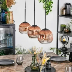 Ripoll Suspension, Boule lumineuse, Suspension Clair, Cuivré, 3 lumières