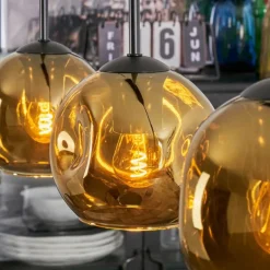 Ripoll Suspension, Boule lumineuse, Suspension Or, 3 lumières