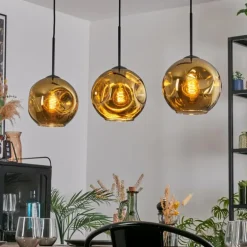 Ripoll Suspension, Boule lumineuse, Suspension Or, 3 lumières