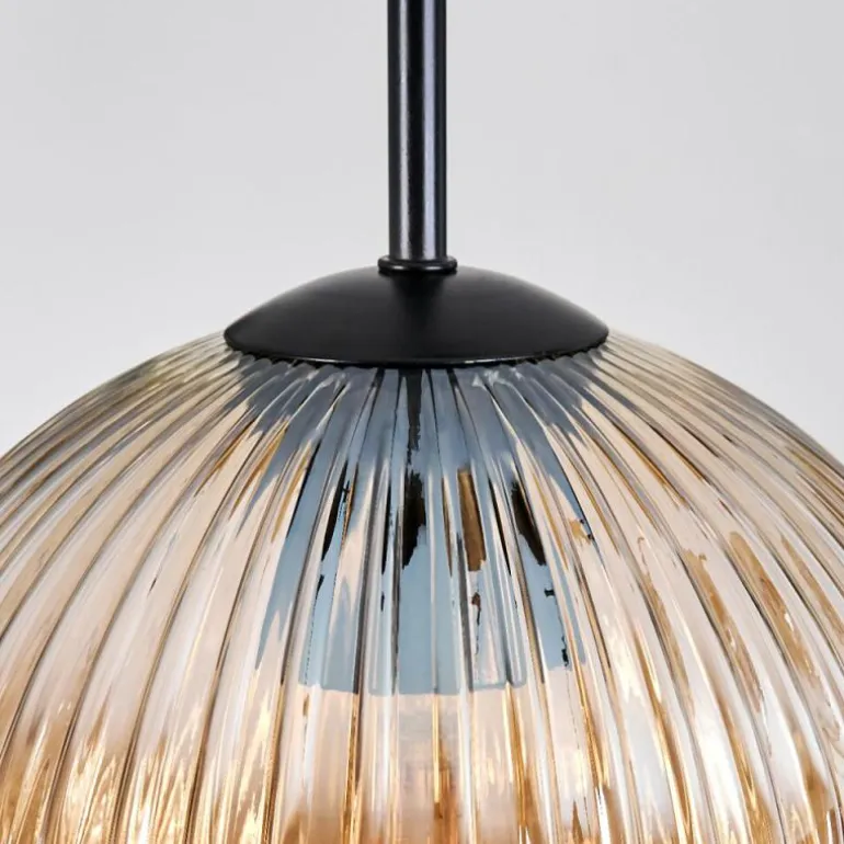 Ripoll Suspension, Boule lumineuse, Suspension, Suspension grappe Ambre, Clair, Fumé, 3 lumières