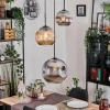 Ripoll Suspension, Boule lumineuse, Suspension, Suspension grappe Ambre, Chrome, Fumé, 3 lumières