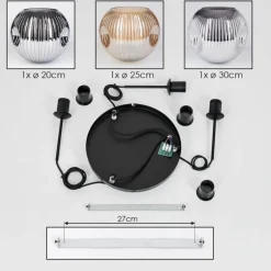 Ripoll Suspension, Boule lumineuse, Suspension, Suspension grappe Ambre, Chrome, Fumé, 3 lumières