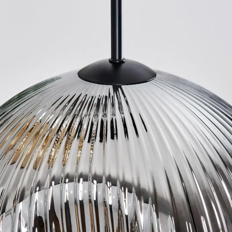 Ripoll Suspension, Boule lumineuse, Suspension, Suspension grappe Ambre, Chrome, Fumé, 3 lumières