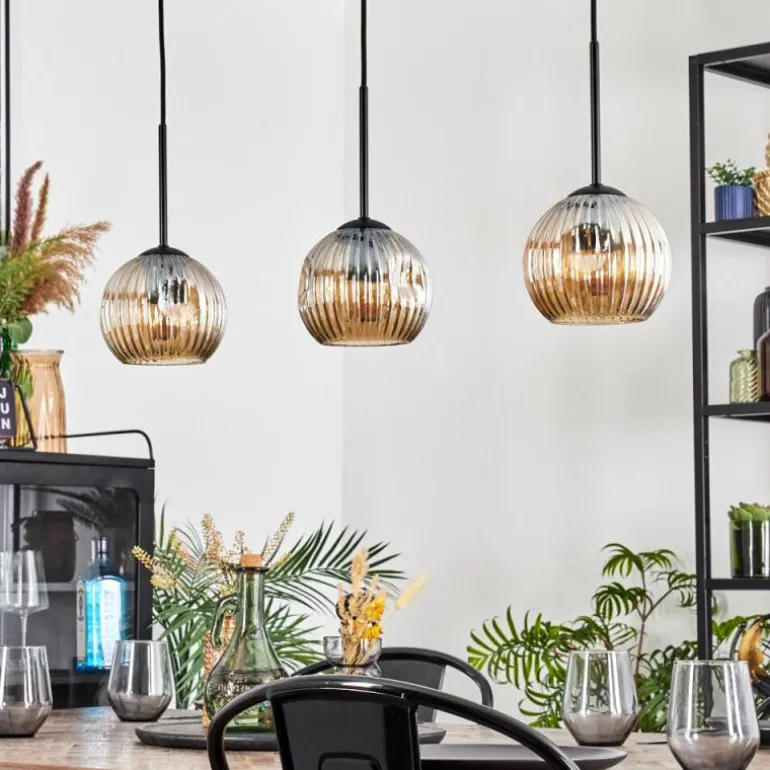 Ripoll Suspension, Boule lumineuse, Suspension Ambre, 3 lumières