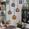 Ripoll Suspension, Boule lumineuse, Suspension grappe Bleu, Or, Vert, Cuivré, 4 lumières