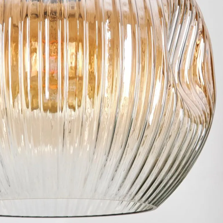 Ripoll Suspension, Boule lumineuse, Suspension grappe Ambre, Clair, Fumé, 5 lumières