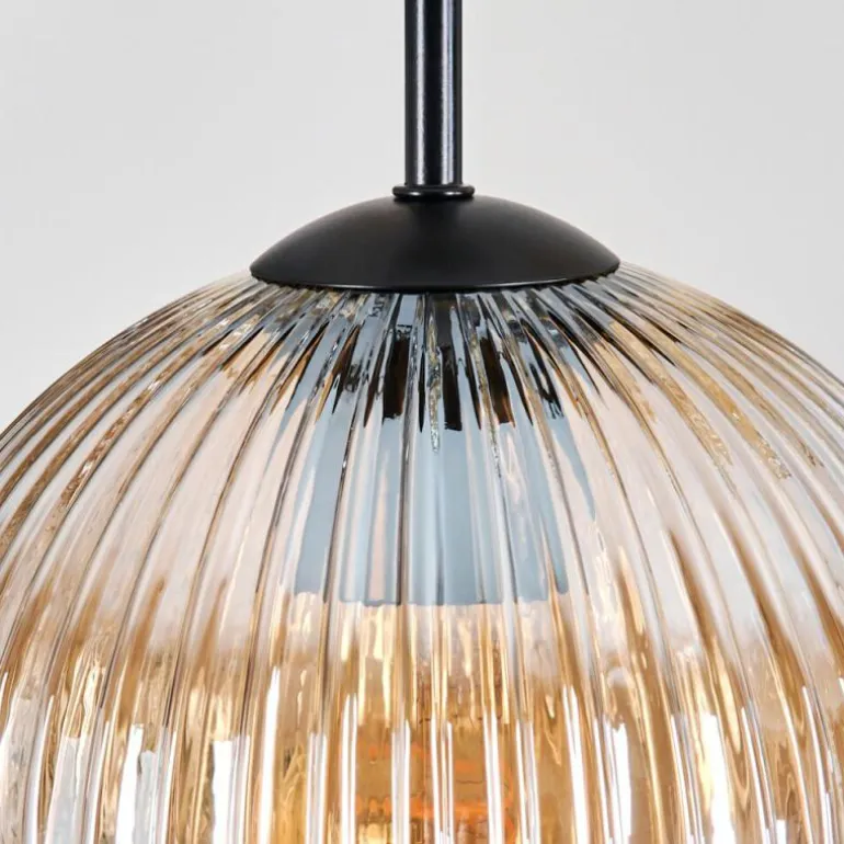 Ripoll Suspension, Boule lumineuse, Suspension grappe Ambre, Clair, Fumé, 5 lumières