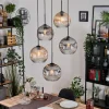 Ripoll Suspension, Boule lumineuse, Suspension grappe Ambre, Clair, Fumé, 5 lumières